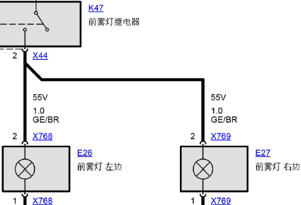 2000年宝马E46雾灯电路图