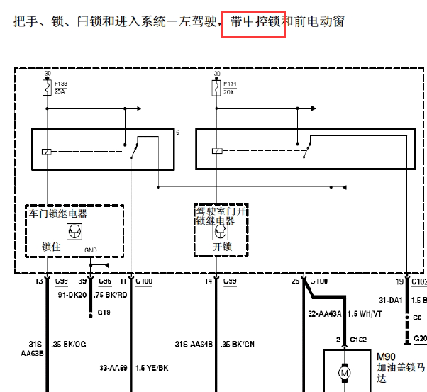 10年福特福克斯门锁电路图