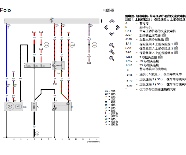 12年大众发动机发电机电路图