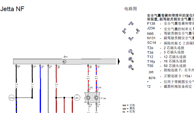 16年捷达CKA发动机型号安全气囊电路图