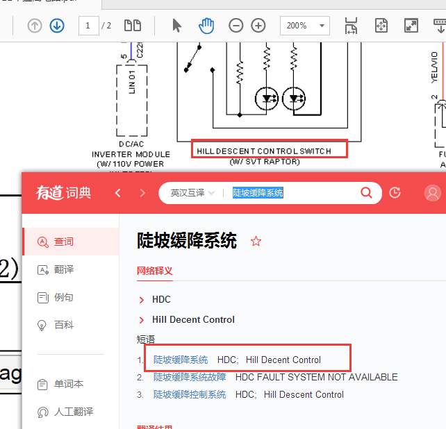 11年福特猛禽陡坡缓降系统电路