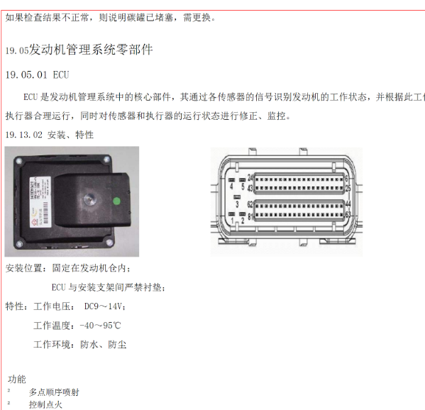 北汽威旺M20 发动机电脑针脚图