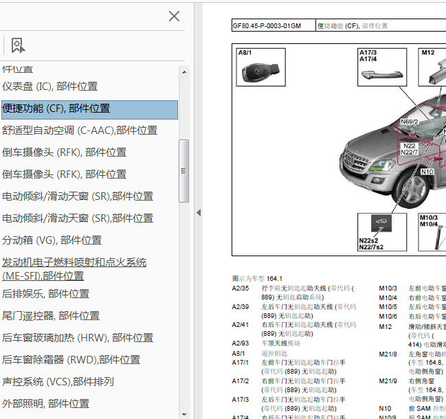 11年奔驰ML350 全车元件位置