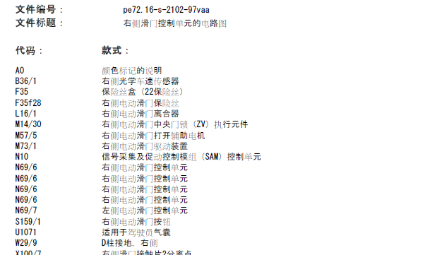 07年奔驰唯雅诺右侧电动滑门电路图
