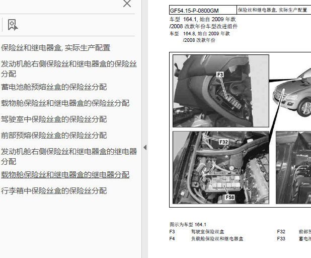 11年奔驰ML350保险丝盒分布说明