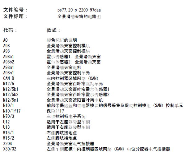 11年奔驰E260天窗电路图
