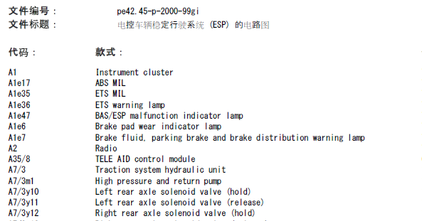 02年ML320  ESP电路图