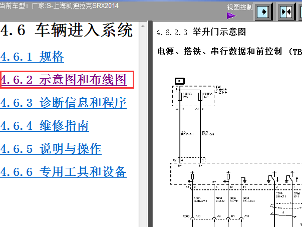 14年凯迪拉克SRX尾门电路图