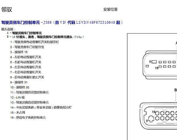 08年大众帕萨特车门针脚资料