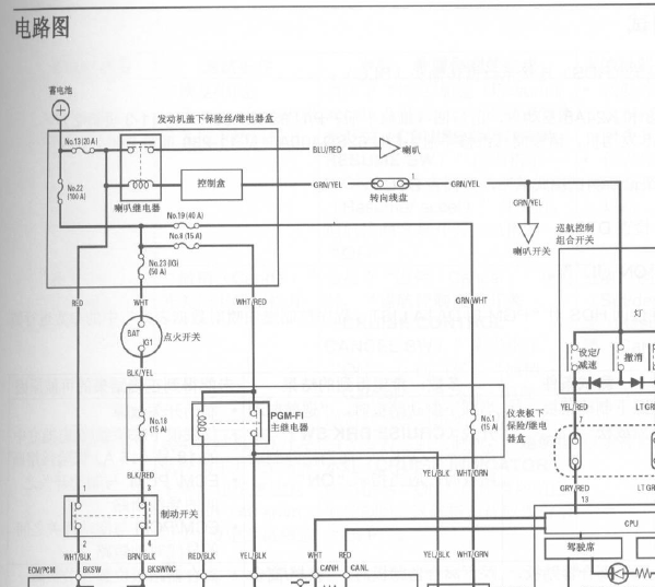 06年本田雅阁巡航电路图