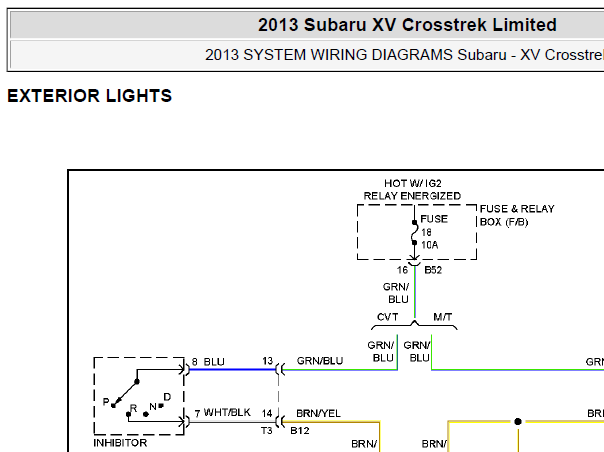 2013年斯巴鲁VX灯光线路图