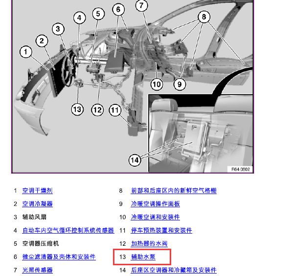 03年宝马760LI辅助水泵位置