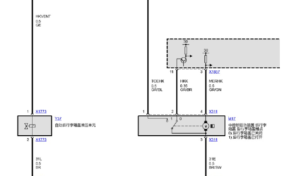 07年730LI后备箱中控锁电路图