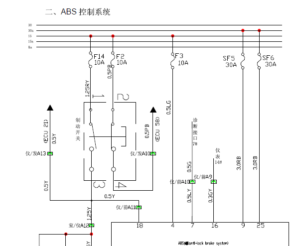 07年奇瑞A1 ABS电路图