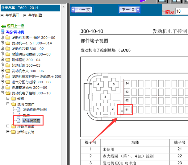 14年众泰T600发动机电脑针脚图