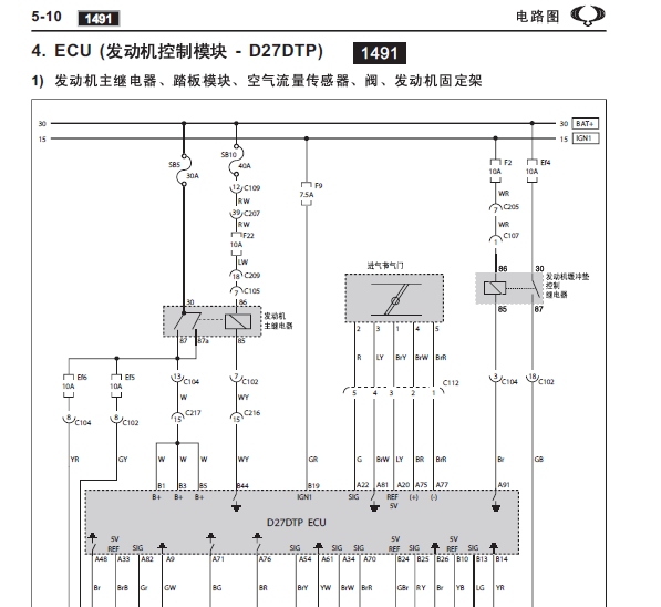 06年双龙雷斯特发动机电路图