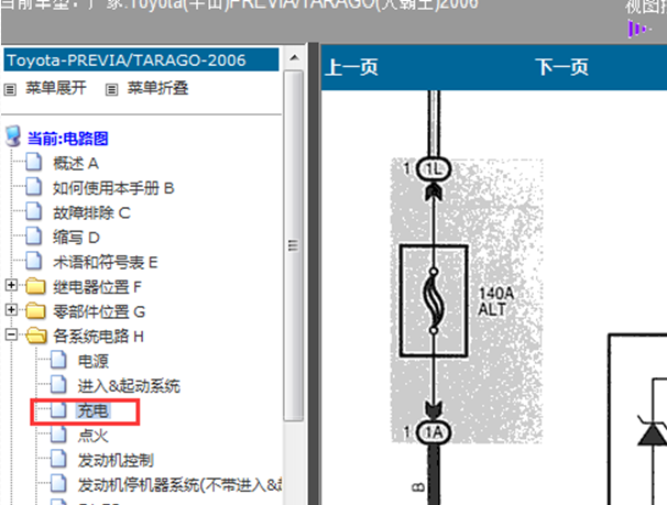 06年PREVIA发电机线路图