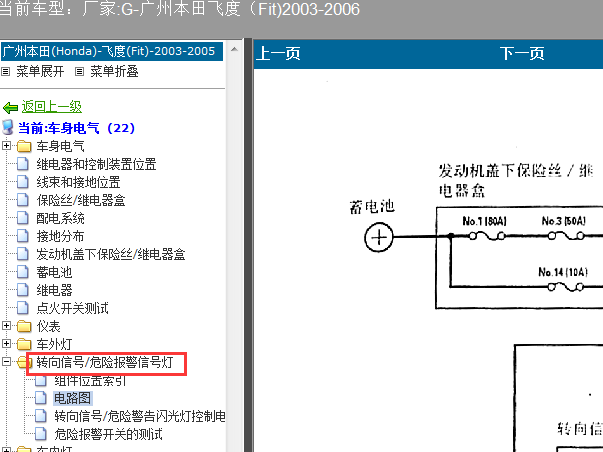 05年飞度转向灯电路图