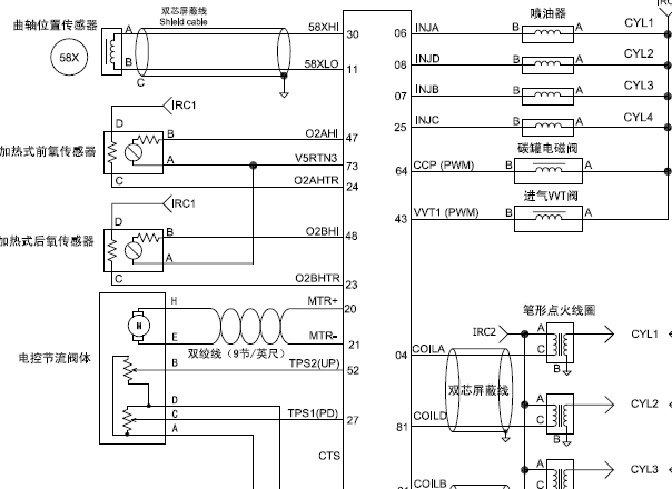 德尔福MT22.1电控线路及针脚资料