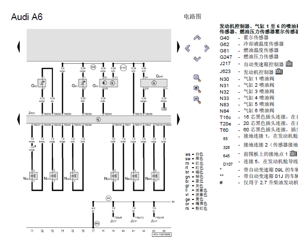 10年奥迪A62.7柴油 发动机电路图