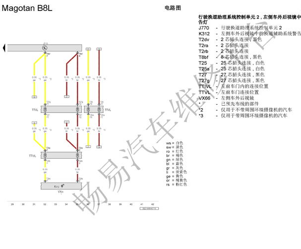 17年迈腾B8L倒车镜线路图