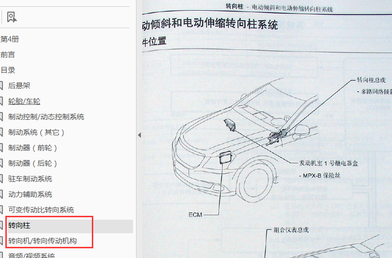 09年丰田皇冠方向机位置图