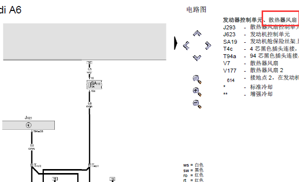 06奥迪a6l散热风扇电路图