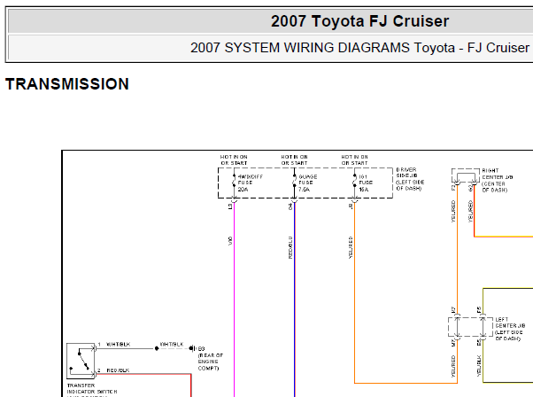 2007年丰田FJ Cruiser变速箱电路图
