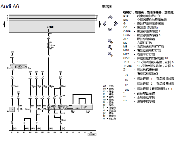 02年奥迪A6基本装备电路图