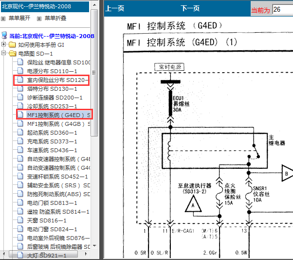 08年悦动发动机线路图及保险盒线路图