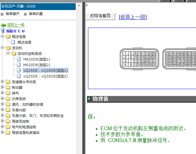 08年日产天籁发动机针脚图