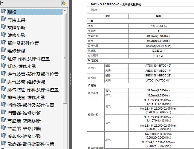 起亚智跑G4NA发动机维修资料