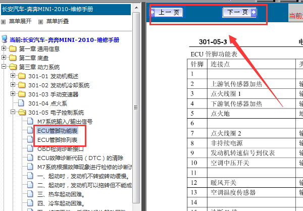 10年长安奔奔MINI发动机针脚图