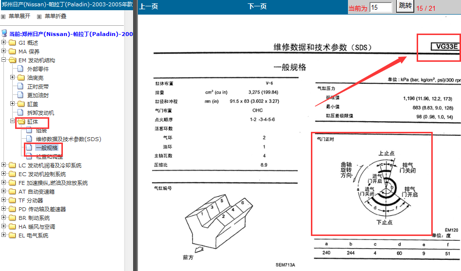 03年郑州日产帕拉丁发动机正时点