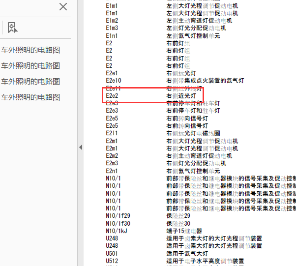 15年奔驰E200车外灯电路图