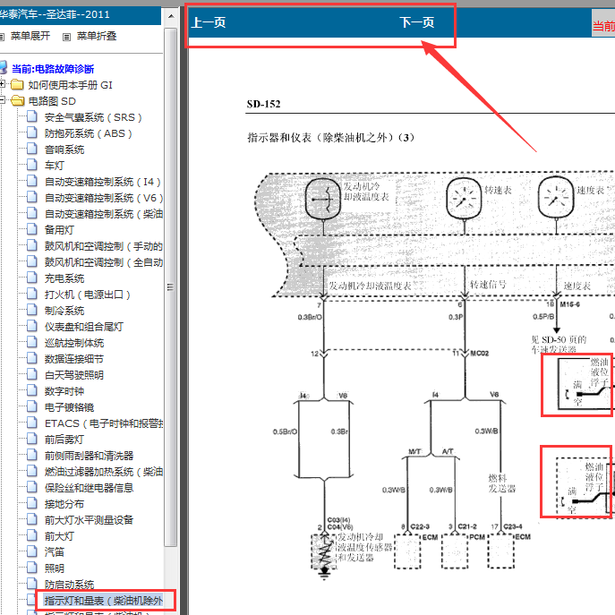 11年圣达菲油箱浮子电路图