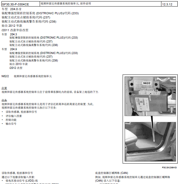 12年奔驰GLK300雷达位置