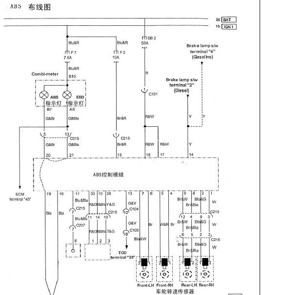 伊思坦纳ABS及仪表线路图