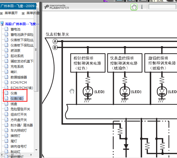 09年飞度仪表线路图