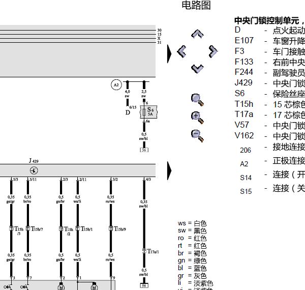 2003年奥迪A3门锁电路图