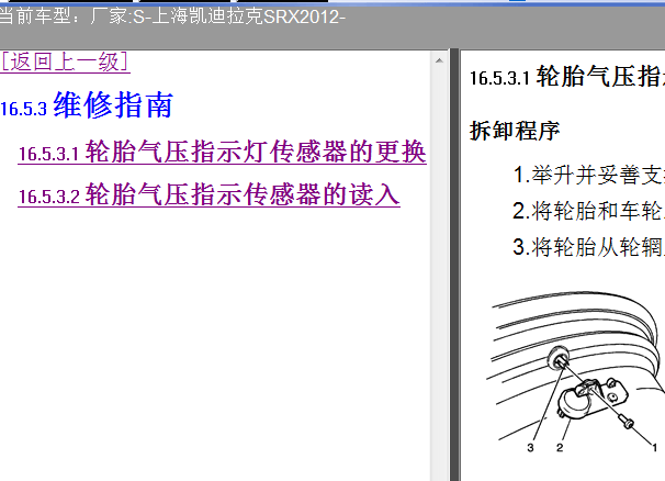 12年凯迪拉克SRX胎压监控系统维修资料