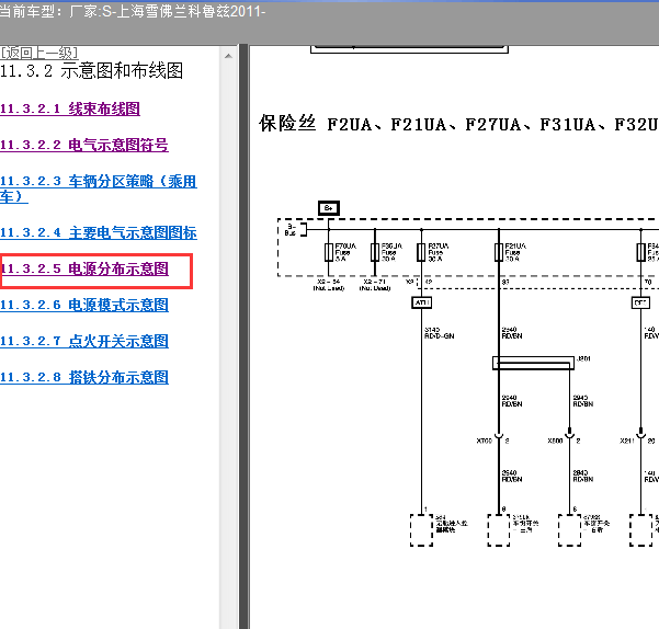 2011年雪佛兰科鲁兹保险丝电路图
