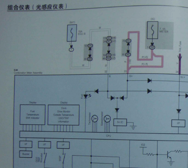 11年丰田卡罗拉仪表电路图