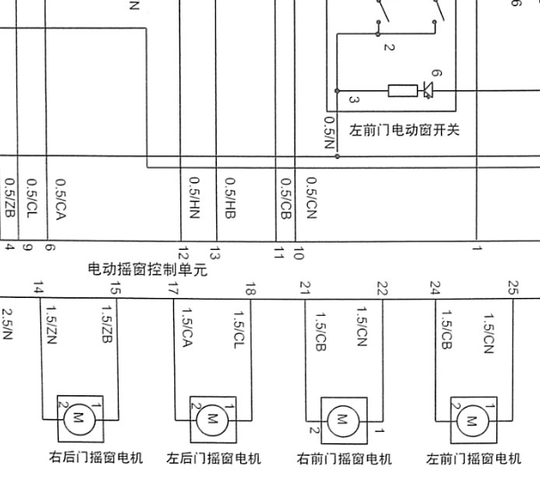 中华尊驰车窗电路图