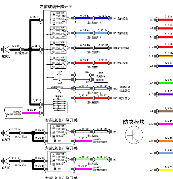 16年凯翼X3车窗线路图