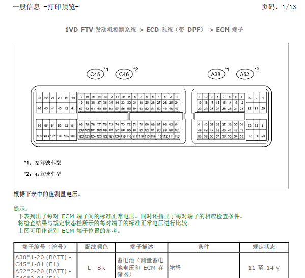 08年丰田酷路泽发动机针脚图
