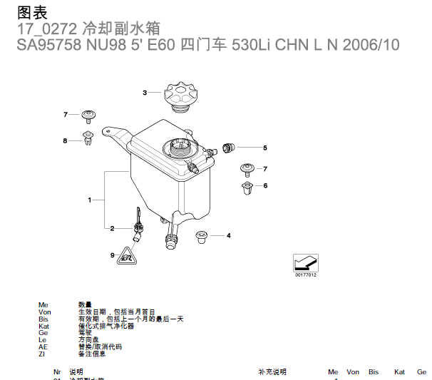 08年宝马525冷却水箱分解图