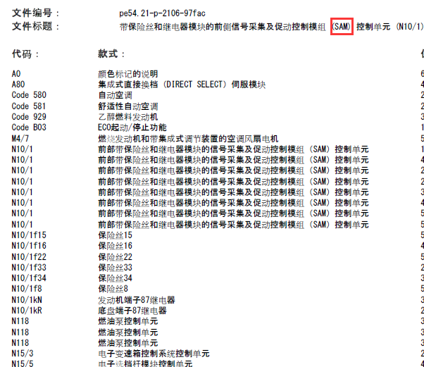 13年奔驰GLK300  前SAM线路图