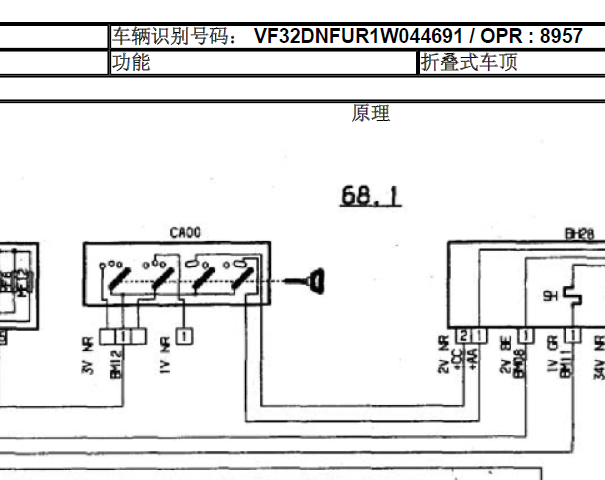 2001年标致206顶蓬电路图