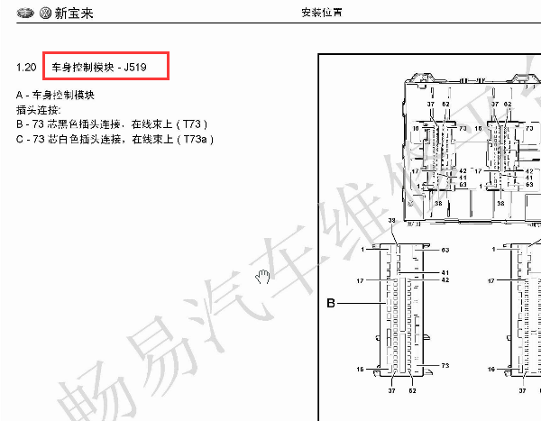 2009年大众宝来车身控制模块针脚图